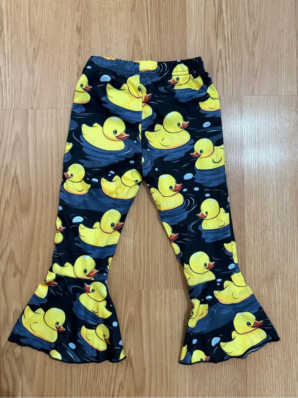 Rubber Duck Print Kids Retro Bell Bottom Pants 3T